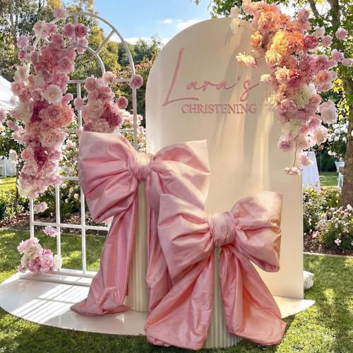 Dingion 2 Pcs Giant Pink Bow 47 59 Inch Wedding Party Wall Backdrop - Image 4