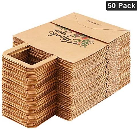 50Pcs 10x8x4.7 Thank You Gift Bags Bulk, Thank You Bags for Business Small, Sturdy Brown Paper Small Gift Retail Bag Bulk (A) - Image 6
