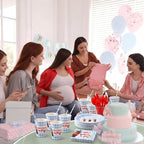 LemonRoad 175 Pcs She's Ready to Pop Baby Shower Party Set Serves 25 Guests, 9'' Dinner Plates 7'' Dessert Plates 9oz Cups Blue Gender Neutral Disposable Tableware for New Baby Welcome Party - Image 5
