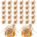 Funnymoom 30 Set 2.5oz Plastic Mini Honey Jars with Wooden Dipper and Muslin Cloth Covers Honey Jars with Gold Lids Hang Tags Decorative Jute Rope for Wedding Birthday Party (Classic) by Funnymoom