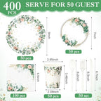 400 Pcs Sage Green Plate and Napkin Party Supplies, Green, Ease - Image 3