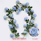 2Pcs 12Ft Bendable Flower Garland Faux Rose Vine for Wedding Decor,Blue - Image 3