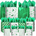 Humyoun 24 Pack Christmas Paper Gift Bags Bulk Assorted Sizes, White,Green by Humyoun