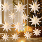 Youyole 12 Set Christmas Paper Star Lantern with Lights, 9 Pointed by Ajaredlulu