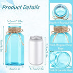 6 Pack Mason Jar Vases for Centerpieces, Aqua Blue Glass Flower Vase - Image 2