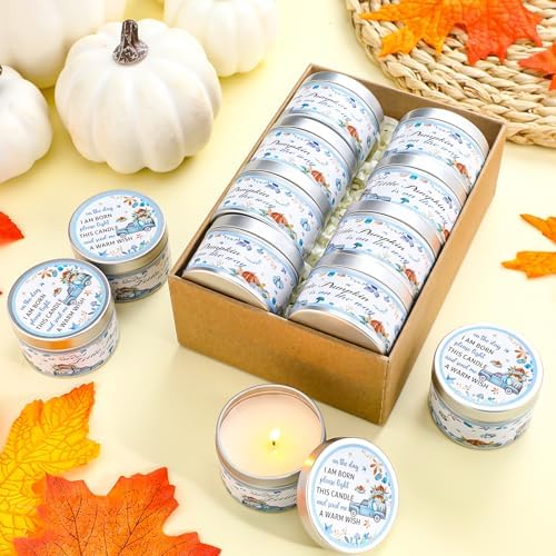 MTLEE 24 Pcs Fall Baby Shower Candle Favor Thanksgiving Little Pumpkin Blue - Image 4