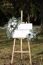 Faux Flower Swag Set of 2 for Wedding Welcome Signs Floral Swag Wedding Reception Ceremony Signs Decor (A-White Blue) - Image 3