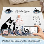 Personalized Baby Milestone Blanket for Boys Girls Baby Month Blanket- First Year Calendar Monthly Growth Chart - Black Cat Halloween Birthday Gifts for Infant Todder - Image 2