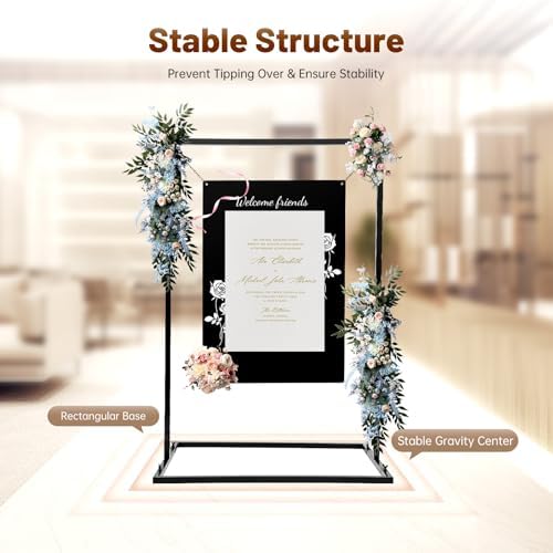 Wedding Welcome Sign Stand Easel Stand for Sign with Blackboard Wedding Sign Holder for Seating Charts Welcome Poster Stand for Baby Showers, Event Party - Image 5