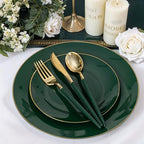 150Pcs Green Plastic Plates with Gold Rim,Disposable Plates with Cutlery - Image 3