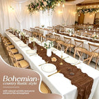 20 Pack Brown Table Runner 17 x 108inch Cheesecloth Table Runner Rustic Boho Gauze Sheer Fabric Cheese Cloth Table Runners for Wedding Party Bridal Baby Shower Birthday Spring Table Decor - Image 4