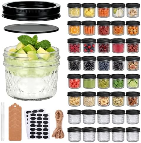 QAPPDA 4oz Clear Glass Mini Mason Jars, 40 Pack Small Canning Jars by QAPPDA