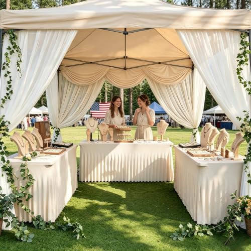 Shillance 8 Packs Ivory Spandex Table Covers 8 Foot, Fitted Stretch Table Cloth with Skirts 96x30 Inch, Wrinkle-Free Floor Length Rectangle Tablecloths for Weddings Parties Banquets Events - Image 6