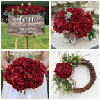 AVIVIHO 65Pcs Fake Flowers Burgundy Hydrangea Artificial Flowers Bulk (Not Squished, No Steaming Need) Silk Flowers with Stems for Wedding Decor,Home,Baby Shower,Table Centerpieces Decoration - Image 4