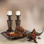 Creative Scents Schonwerk Brown Pillar Candle Holder Set of 2- Crackled Mosaic Design- Functional Table Decorations- Centerpieces for Dining/Living Room- Best Wedding Gift - Image 4