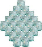 Kate Aspen Tea Light Holder - 24PCS - Vintage Glass Tealight Candle Holders, Perfect Wedding Favor, Bachelorette Favor or Bridal Shower Favor - Blue by KateAspen