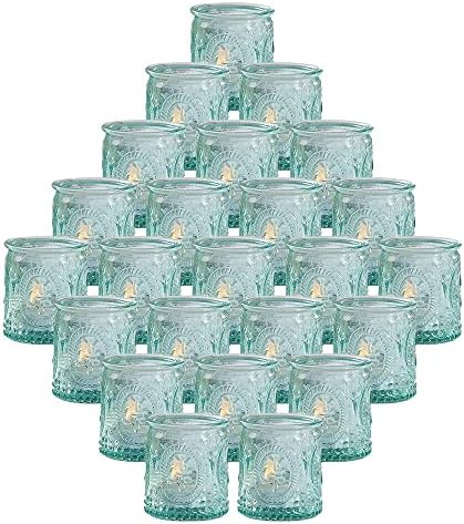 Kate Aspen Tea Light Holder - 24PCS - Vintage Glass Tealight Candle Holders, Perfect Wedding Favor, Bachelorette Favor or Bridal Shower Favor - Blue by KateAspen