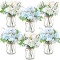 Zeyune 6 Sets Mason Jar Table Centerpiece Artificial Flower, Blue, White by Zeyune