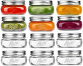 Mason Jars, 8 OZ, Wide Mouth, 12 Pack with Lids and Bands, Glass Canning Jars for Canning, Pickling, Preserving, Jam, Honey, Wedding Favors, Shower Favors (12 Pack, Clear) by Unknown