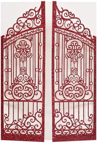 50Pcs Laser Cut Glitter Invitation Card Pocket, Glitter Red by ZLFZJH
