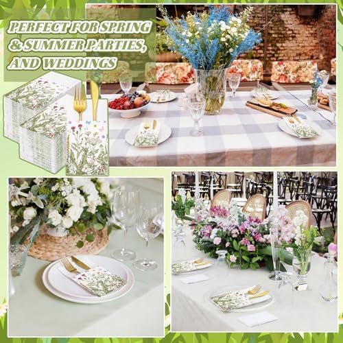 Potchen 100 Pcs Linen Feel Napkins Disposable, Flower - Image 5