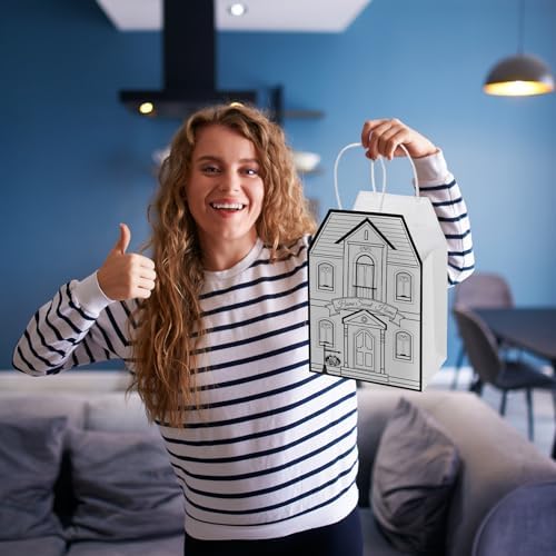 Colarr 50 Pcs House Shaped Gift Bag Real Estate Agent Supplies, White - Image 3