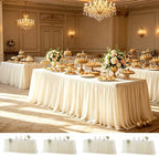 Wish Care 4 Pack Light Champagne Tulle Tablecloth for 6 Foot Rectangle Tables Ruffle Stretch Fitted Table Cloth Tutu Skirt Wrinkle Free Table Cover for Party Wedding Birthday Banquet Cake Tables Decor by WishCare