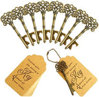 100 PCS Key Bottle Openers,Vintage Skeleton Key Bottle Opener with Escort Card Tag and Key Chains, Rustic Decoration for Wedding Favors,Return Gifts for Housewarming(Bronze) by WODEGIFT
