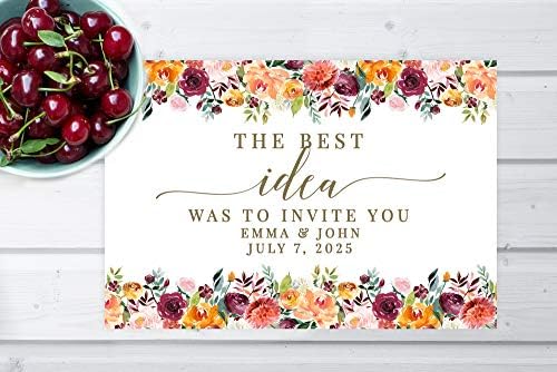 Andaz Press Custom Personalized Disposable Paper Placemats, 12 x 18 Inch, Set of 25, Gold Floral The Best Idea was to Invite You, Tableware, Dining, Tabletop, Table Setting for Wedding, Bridal Shower - Image 4