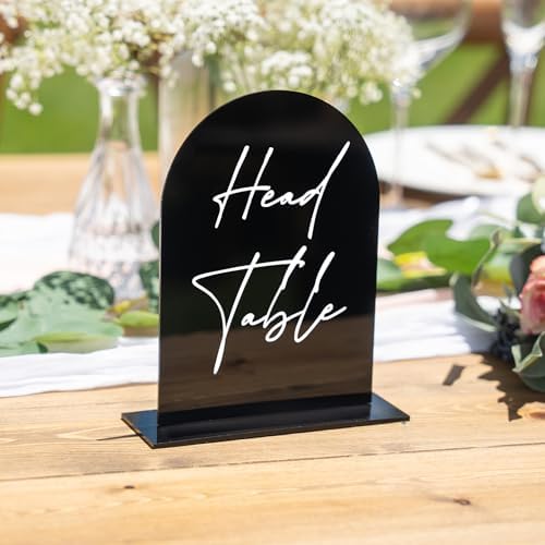 Black Arch Wedding Table Numbers with Stands 1-15, 5x7 Inch Black Acrylic Arch Sign with Holder, Arched Acrylic Table Numbers for Wedding Reception (1-15, 5"x7") - Image 5