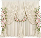 20x10ft Beige Backdrop Curtains for Parties Wedding Photo Wrinkle Free Polyester Photoshoot Curtains Drapes Backdrop for Birthday Baby Shower Graduation Stage Photography Background 4 Panels 5x10FT by Suppromo