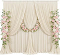 40x10ft Beige Backdrop Curtains for Parties Wedding Photo Wrinkle Free Polyester Photoshoot Curtains Drapes Backdrop for Birthday Baby Shower Graduation Stage Photography Background 8 Panels 5x10FT by Suppromo