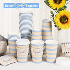50 Pack 16oz Blue Bow Disposable Coffee Cups with Lids & Sleeves – Premium Paper for Mother's Day,Baby Shower,Birthday,Wedding,Brunch, Cafés,Party Supplies - Image 3
