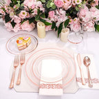 DaYammi 350PCS Clear Rose Gold Plastic Dinnerware Set for 50 Guests - Image 2