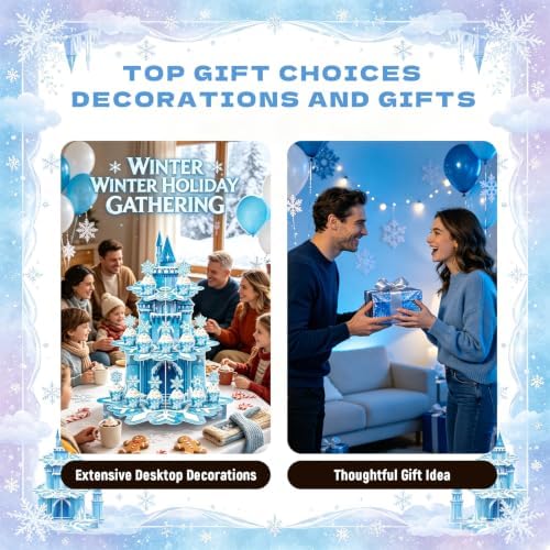3 Tier Winter Snowflake Castle Cupcake Stand,Winter Wonderland Decorations - Image 6