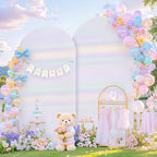 Rainbow White Arch Covers 7.2 and 6ft Sequin Sparkly Birthday Party Arch Backdrop Covers Set of 2 Spandex Shimmer Balloon Arch Stand Cover for Wedding Bridal Shower Baby Shower Photo Arches Background - Image 2