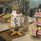 Beistle It’s A Girl Dessert Display Bundle – Gold Metallic Cupcake Stand, 2-Tier Cake Stands & Glitter “It’s A Girl” Cake Topper with Heart Picks, Baby Shower & Reveal Party Supplies for Food Tables - Image 6