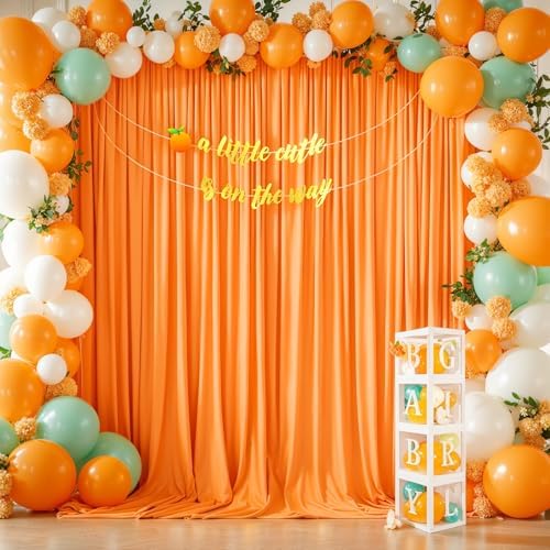 20x10ft Orange Backdrop Curtain Panels for Parties - Wrinkle Free Polyester Photo Curtain Backdrop Wedding Back Drop Fabric Drapes for Party Decorations Background for Photography - Image 4