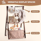GiftAmaz Wooden Baby Shower Crate Closet, Brown Double-Layered Baby Basket - Image 2