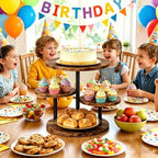 4 Tier Rotating Wooden Cupcake Tower Stand, Round 360° Rotatable Dessert Tiered Tray Display Holds 50 Cupcakes, Farmhouse Cake Cookie Stand for Wedding Birthday Baby Shower Tea Party Dessert Table - Image 3