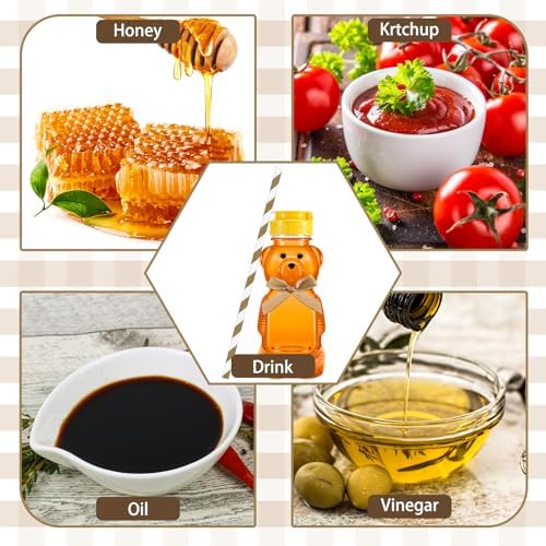 Honeydak 16 Pack Bear 8 oz Honey Straw Cup Honey Drinking Bottles, Brown - Image 4