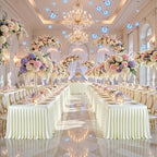 Wish Care Ivory Satin Table Clothes for 6 Foot Rectangle Tables - 6FT Wrinkle Resistant Glitter Rectangle Tablecloths, Party Table Covers for Wedding Banquet, Baby Shower, Birthday, Holiday Dinner - Image 3