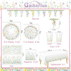 Wildflower Party Decorations Kit Serve 24: Wildflower Set with Paper Plates, Napkins, Cups, Banner & Tablecloth for Flower Birthday & Baby Shower Decorations - Image 2