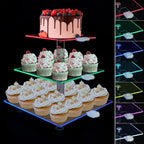 Cupcake Stand for 24 Cupcakes, 3 Tier Cupcake Holder with Rechargeable LED, 7 Colors Light Cupcake Tower, Acrylic Dessert Table Display Set for Weddings, Christmas, Birthday, Parties by Pleasedontforgetthemhere%EF%BC%81