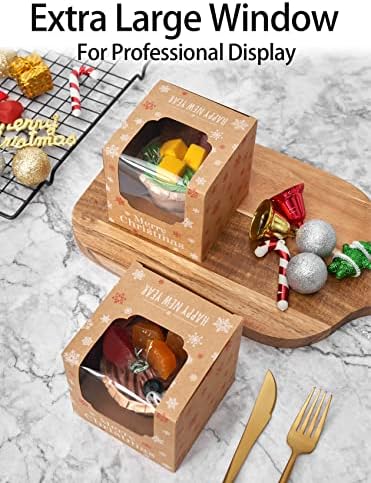 Happyhiram 50 Pack Kraft Brown Single Christmas Cupcake Boxes with Inserts - Image 5
