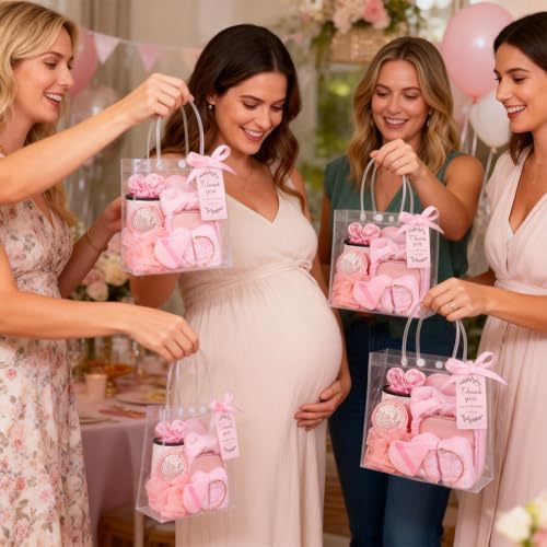 79 Pcs Baby Shower Game Prizes for Winners, Spa-Inspired Gift Set with "Thank You"-Makeup Bag, Jewelry Box, Eye Mask & Gift Bags for Baby Shower Game Prizes Wedding Bridal Shower Favors (Pink) - Image 7