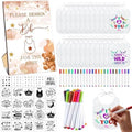 Panitay 100 Pcs DIY Baby Bibs Decorating Kit 50 White Bibs 25 Stencils 24 Markers 1 Baby Shower Game Sign by Panitay