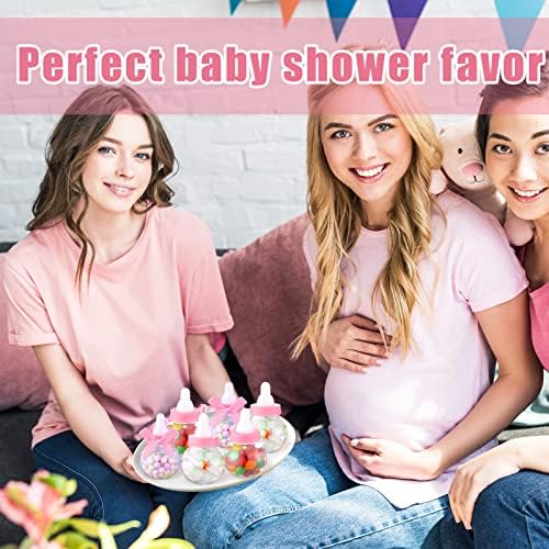 48 Pcs Baby Shower Favor Bottles Mini Milk Bottle Party Favor Gift, Pink - Image 4