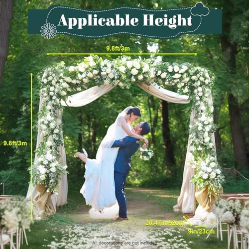 Wedding Arch 9.8FT*9.8FT Square Backdrop Stand Metal Arch Frame Wedding Arches for Ceremony Frame Gold Wedding Decorations Arch Party Garden Flower Plants Rack Decor - Mustard Yellow - Image 3