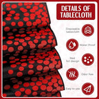 Breling 24 Pack Black and Red Tablecloths and Satin Runners Set - Image 5